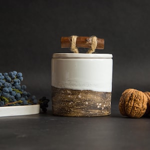 Sugar Bowl With Lid Ceramic Kitchen Storage Handmade Pottery, House warming Gift