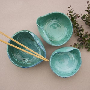Pottery Ramen Noodle Bowl Ceramic Rice Bowl Cute Footed Bowl Handmade