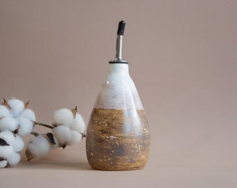 Ceramic Olive Oil Dispenser Bottle Cruet Handmade Kitchen Gift
