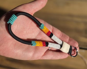 Navajo kleurrijk polsbandje met kralen, zuidwestelijke rocaille sleutelhanger, handgemaakt sleutelkoord met kralen, boho sleutelhanger cadeau