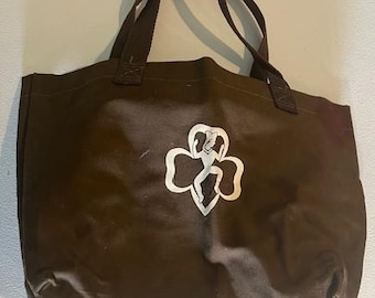 Vintage Brownie Girl Scout Brown Canvas Tote - 1988