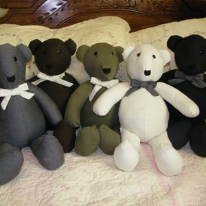 18" Keepsake Bears, Memory Bears, Custom Made Keepsake Bear, Patchwork Bear, Personalized, Bear Made From Loved Ones Clothing