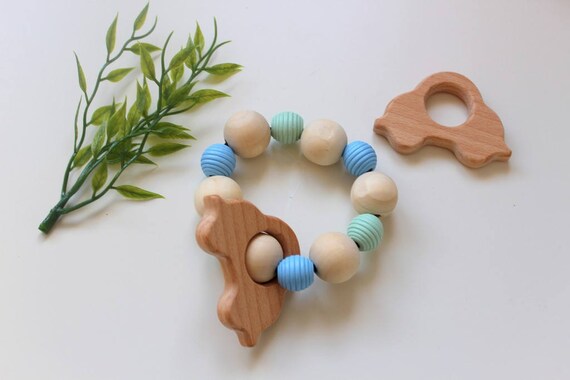 wooden rattle teether