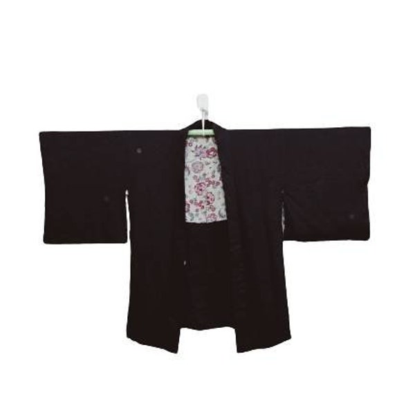 FREE SHIPPING!! Vintage Kimono Haori Japanese Traditional Black Haori nice design