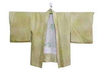FREE SHIPPING!! Vintage Kimono Haori Japanese Traditional Abstract Motif Nice design in Green Colour