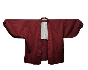 FREE SHIPPING!! Vintage Kimono Haori Japanese Traditional Abstract Motif Nice design in Brown color
