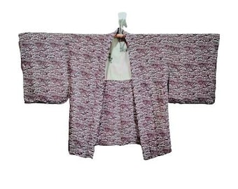 FREE SHIPPING!! Vintage Kimono Haori Japanese Traditional Abstract Motif Nice design in silk material