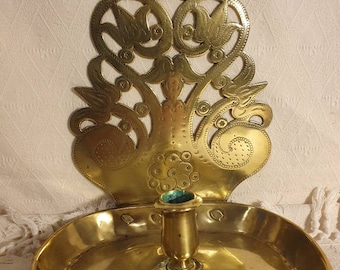 Antique Dutch wall sconce handmade of brass