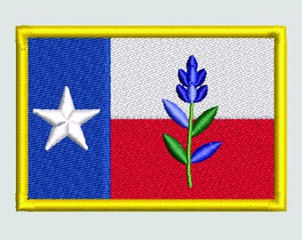 Texas Flag Bluebonnet Embroidery Design | Digital Download Machine Embroidery File 5x5 inch hoop Texas Embroidery Design | 3 Sizes Included