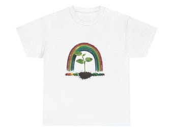 Seedling Rainbow Tee | Plant Sprout Illustration, Eco Nature Shirt
