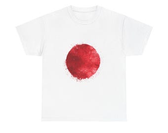 Red Watercolor Sun Circle Tee | Minimal Abstract Japan Flag Inspired