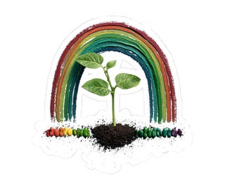 Rainbow Plant Growth Vinyl Sticker (Kiss-Cut)