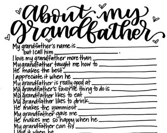 About My Grandfather - Father's Day Activity Printable Kid Gift