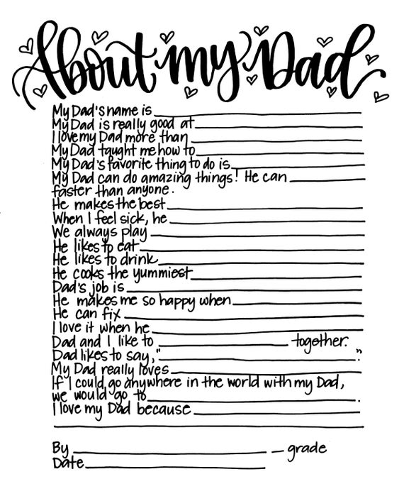 Father S Day About My Dad Printable Free