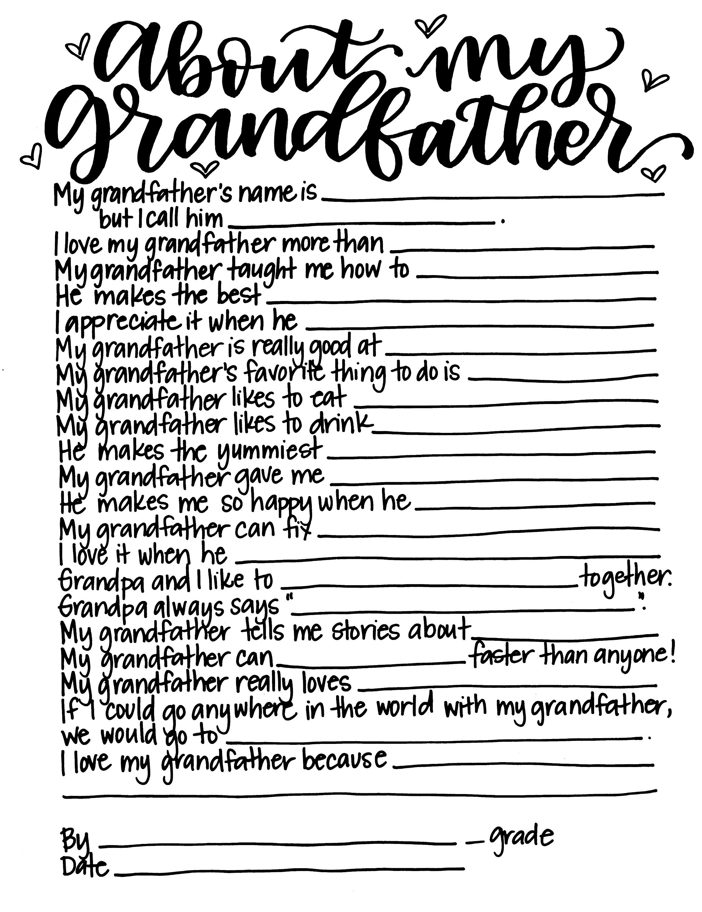 Download About My Grandfather Father S Day Activity Printable Kid Etsy