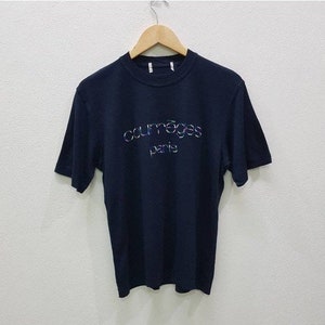 Vintage Courreges Paris T-shirts Multicolour Logo/ Embroidery Spell Out Logo Courrèges Paris Nice Design Blue Black Colour image 1