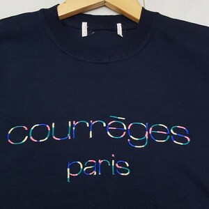 Vintage Courreges Paris T-shirts Multicolour Logo/ Embroidery Spell Out Logo Courrèges Paris Nice Design Blue Black Colour image 3