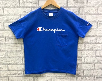 Vintage Champion For Women Big Logo Design T-shirt tasca singola Vtg Champion Donna T-shirt