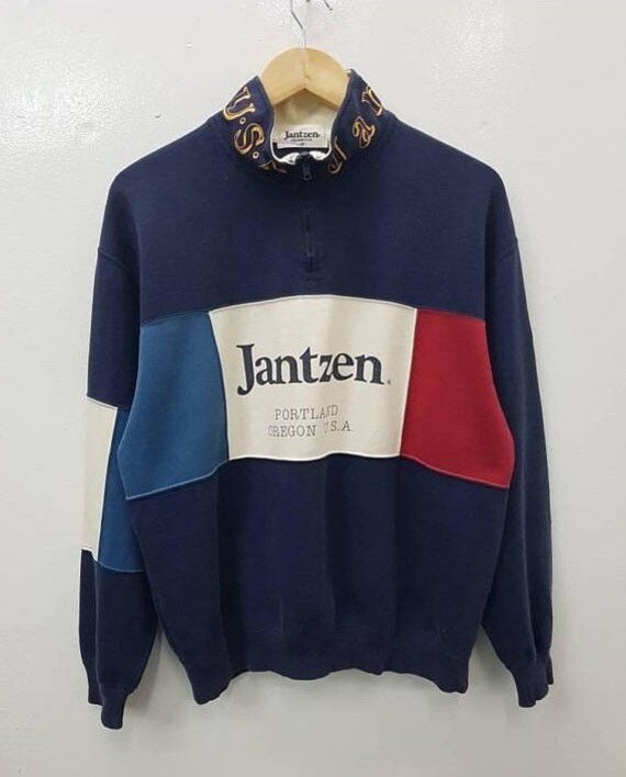 Vintage Jantzen USA Sweatshirts Colourblock Style Half Zipper Nice 