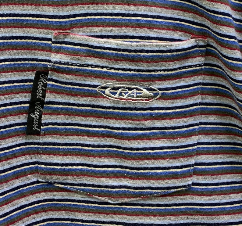 Vintage Robert August RA Surfboards Striped Style Single Pocket T-shirts