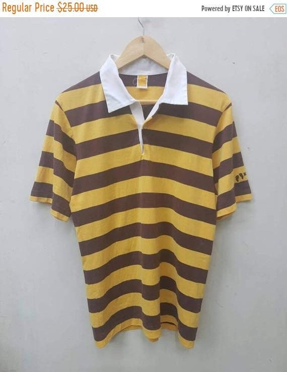 Vintage Hang Ten Polo Shirt Big Stripe Style Surfing Nice Design