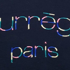 Vintage Courreges Paris T-shirts Multicolour Logo/ Embroidery Spell Out Logo Courrèges Paris Nice Design Blue Black Colour image 4