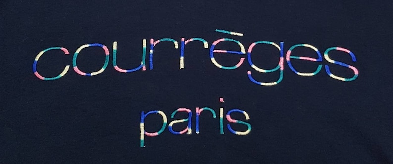 Vintage Courreges Paris T-shirts Multicolour Logo/ Embroidery Spell Out Logo Courrèges Paris Nice Design Blue Black Colour image 4