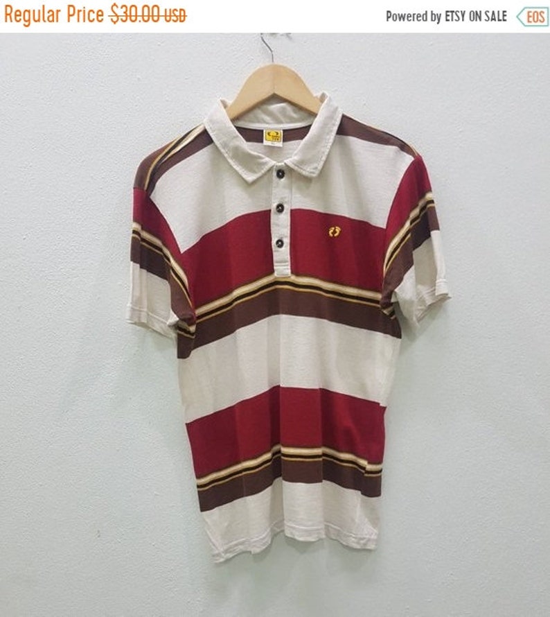 Vintage Hang Ten Polo Shirt Big Stripe Style Surfing Nice Design