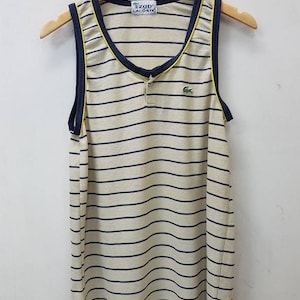 Vintage Izod Lacoste Regata/Single Stripe Estilo Pequeno Logotipo
