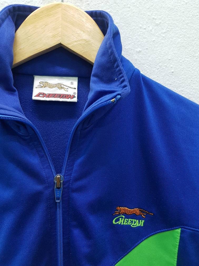 Vintage Cheetah Sweater Jacket Full Zipper Embroidery Small Logo