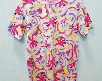 Rare Vintage Courrèges Sport Futur Paris T-shirt For Women Allover Print Nice Design Size 11