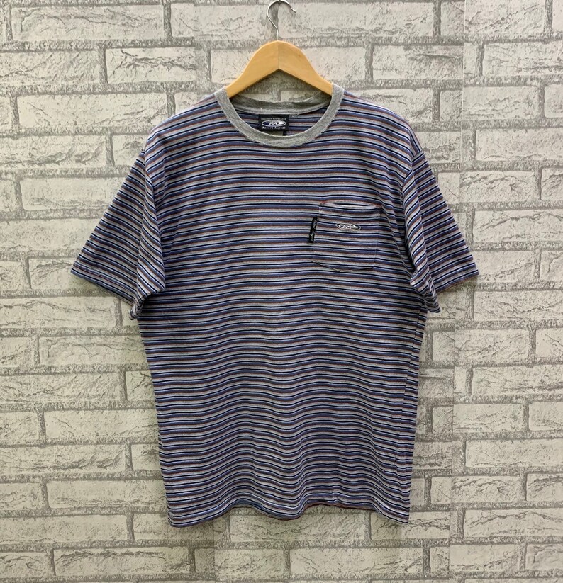 Vintage Robert August RA Surfboards Striped Style Single Pocket T-shirts