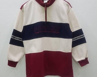 Vintage Head Sweatshirts Half Zipper Embroidery Logo Colourblock Style Hiphop Swag Nice Design