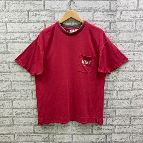Vintage 90s Nike Swoosh Embroidery Logo Single Pocket Double Stitch T shirts Etsy