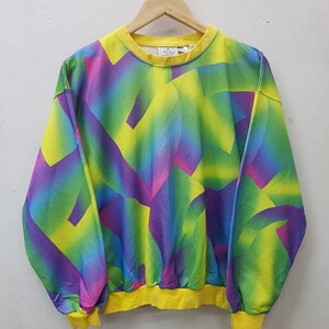Rare!!Vintage Sweatshirts Multicolour Design Hip Hop Style Nice Design