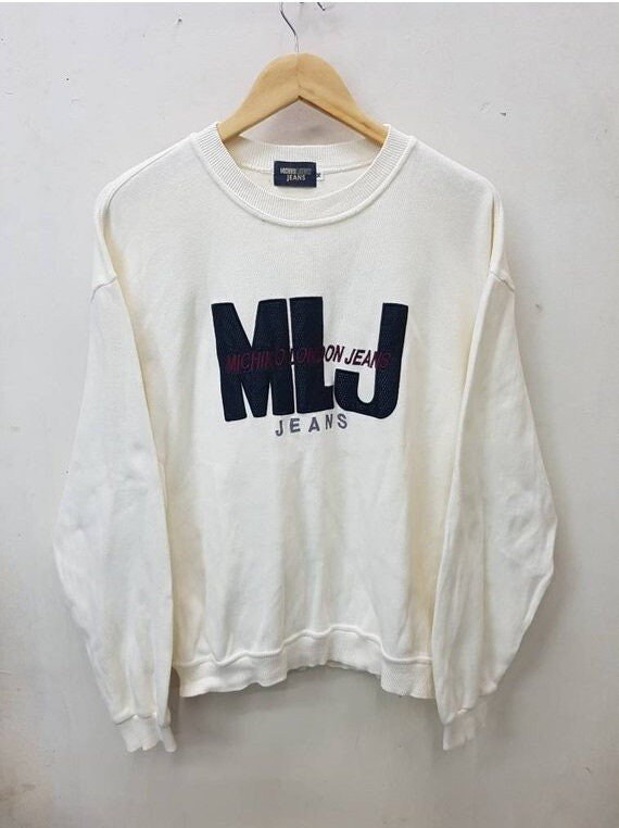 Vintage Michiko London Jeans Sweatshirts Unisex Clothing Embroidery Big Logo