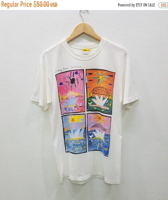 Vintage 90s Done Ken Done Sydney Harbour Sketch Bo