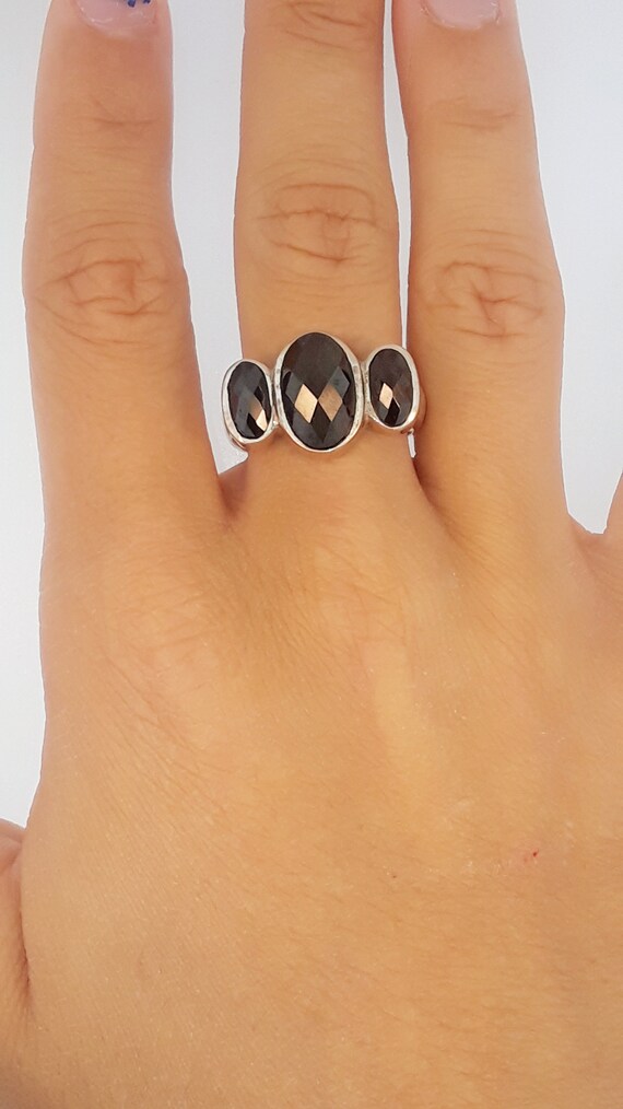Ring Black Onyx Silver Gem