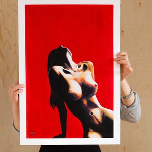 Stampa Femme Fatale - Giclée e acrilico su carta - 15,25 x 20 pollici