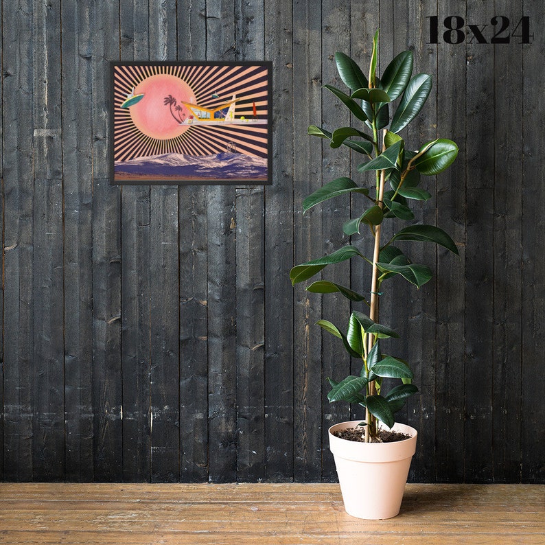 FOXY Palm Springs Art Print Naughty Retro Sci Fi Tropical Decor Atomic Age Social Distancing Collage Mid Century Modern House Wall Art