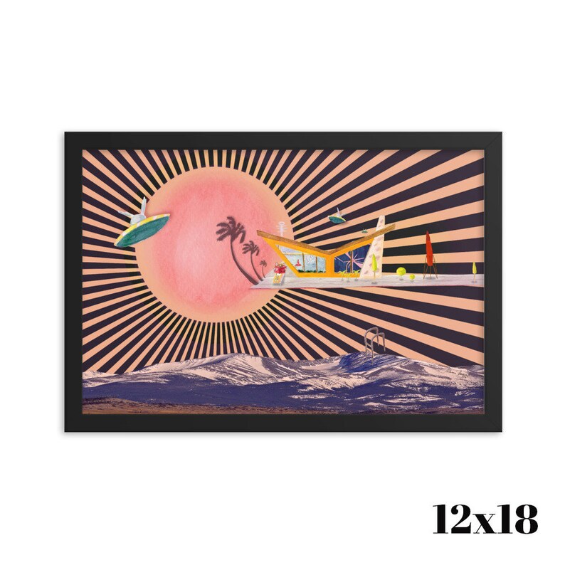 FOXY Palm Springs Art Print Naughty Retro Sci Fi Tropical Decor Atomic Age Social Distancing Collage Mid Century Modern House Wall Art