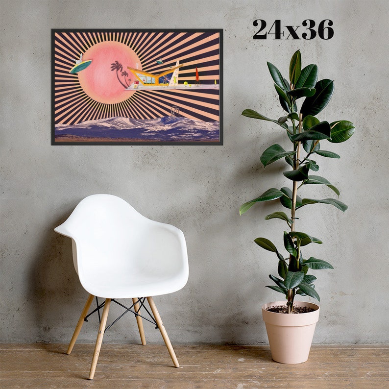 FOXY Palm Springs Art Print Naughty Retro Sci Fi Tropical Decor Atomic Age Social Distancing Collage Mid Century Modern House Wall Art