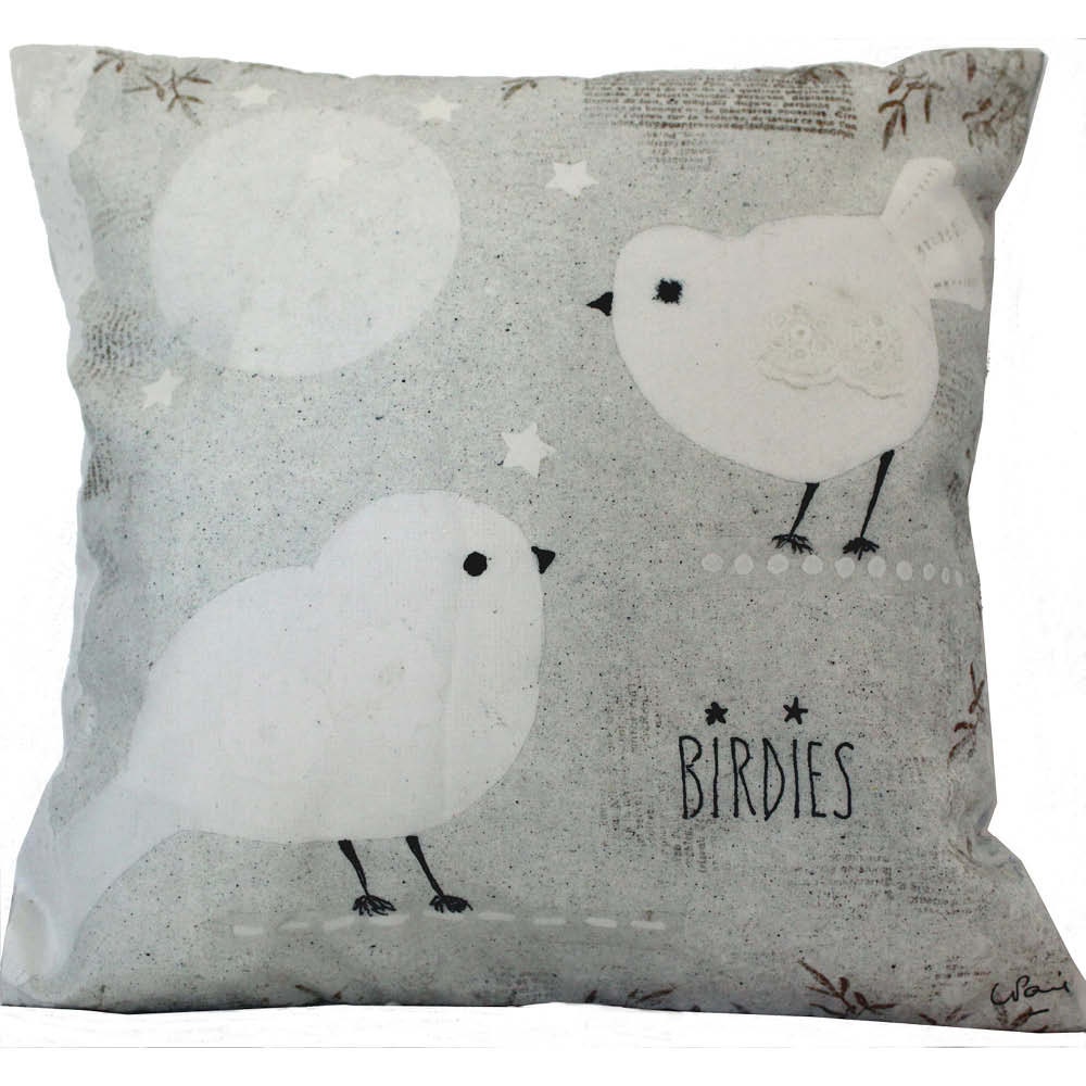 Coussin Déco Coton, Oiseaux Birdies