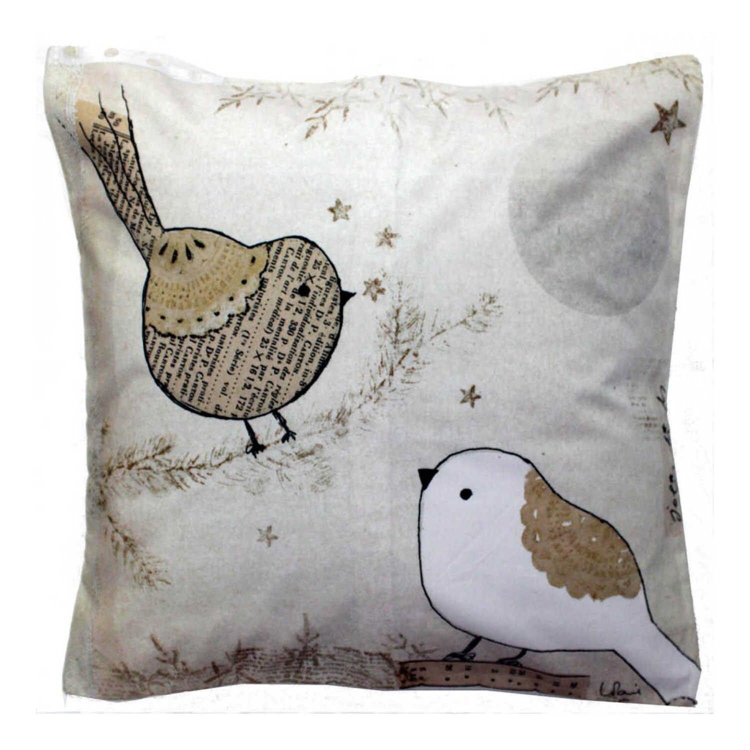 Coussin Déco Coton, Jolis Oiseaux
