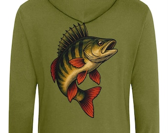 Perch Fish Graphic Hoodie: Ringspun Cotton Blend