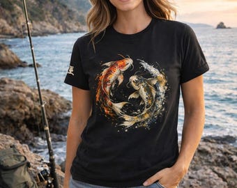 Carp Fishing T-Shirt – Japanese Koi Kanji Gold Design