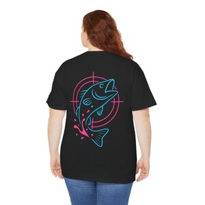 Reel in Style: Unisex Heavy Cotton Tee with Retro Fish Design, Fishing Shirt, Casual Wear, Gift for Anglers, Outdoor Apparel, Summer Tee
