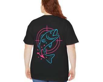 Retro Fish Design Tee: Unisex Heavy Cotton Fishing Shirt