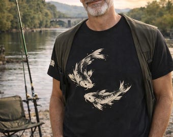 Carp Fishing Minimal Koi Kanji T-Shirt Japanese Carp Symbol Black Tee