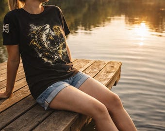 Carp Fishing T Shirt Japanese Koi Gold Design